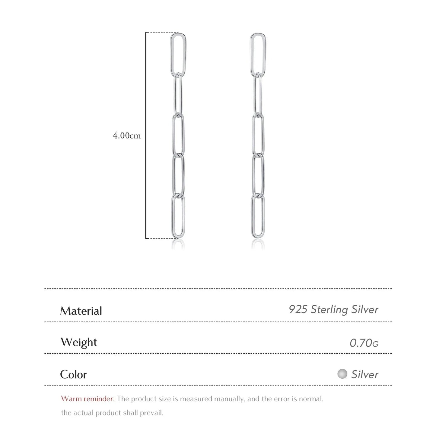 Thin Rectangle Long Chian Stud Earrings