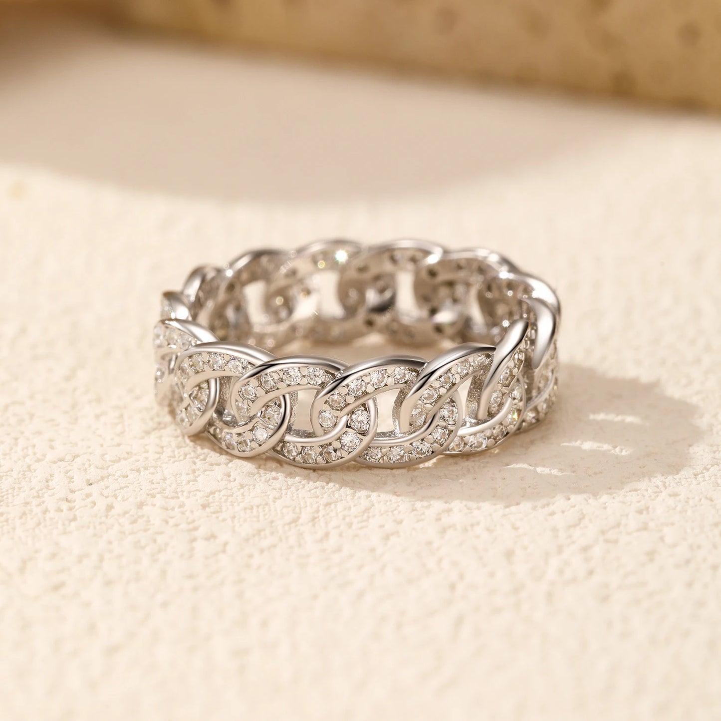 Silver Sparkle Lock Eternity Band Ring