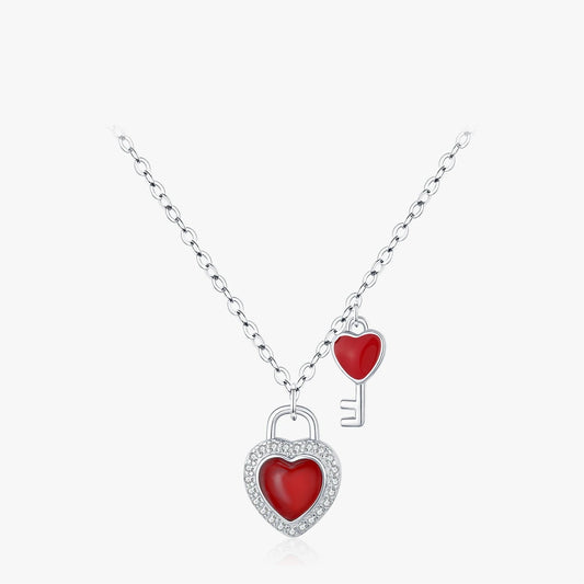 Heart Lock Key Necklace