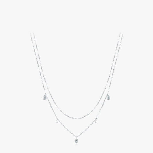 Double Layer Pear Shape Moissanite Diamond Necklace