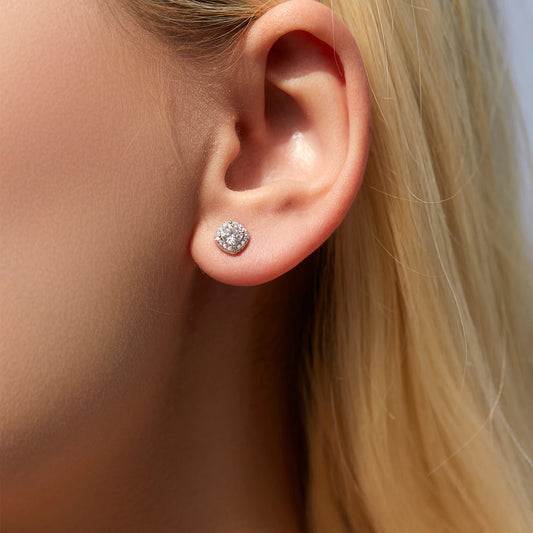 Heart Pear Square Moissanite Lab Diamond Stud Earrings