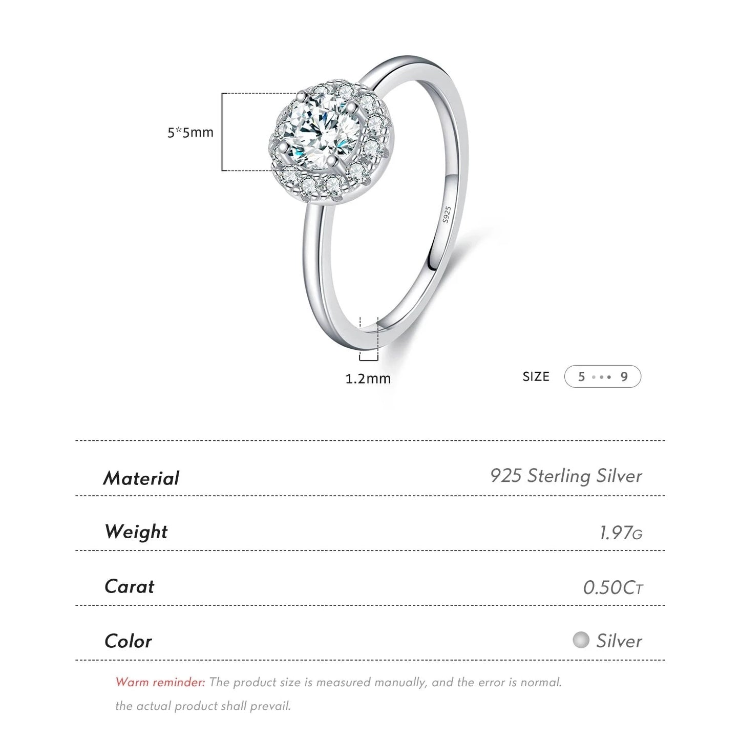 Affection Moissanite Ring (0.5CT D Color VVS1 )