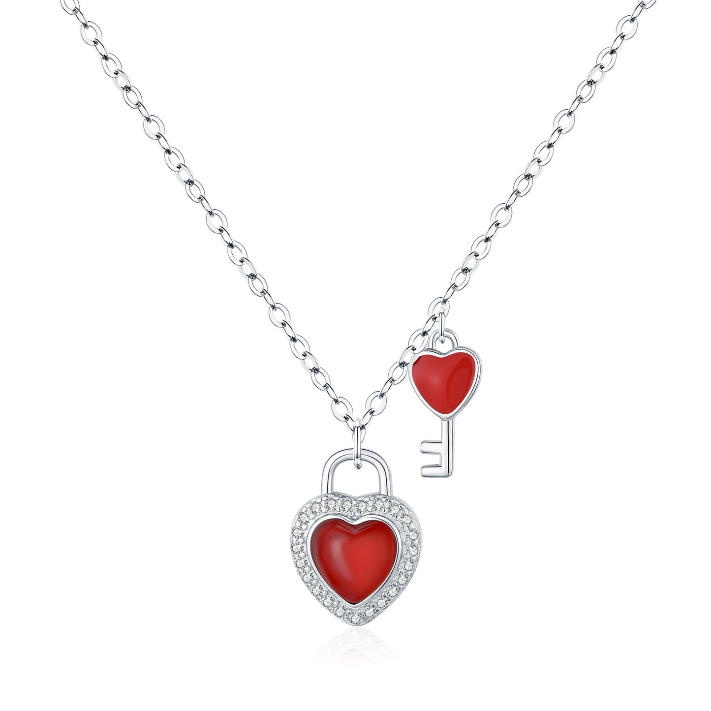 Heart Lock Key Necklace