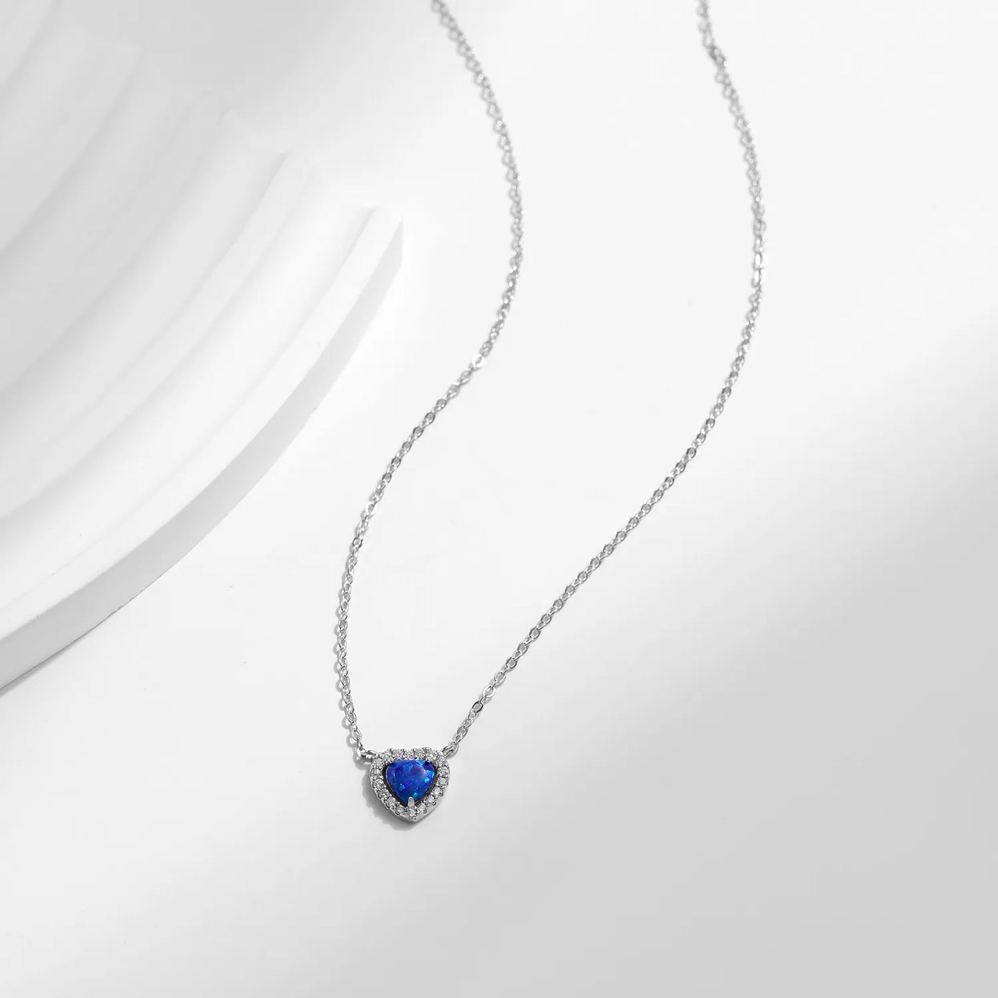 Blue Heart Opal Necklace