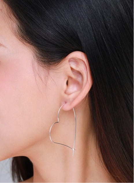 Line Hearts Big Hoop Earrings