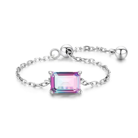 Rectangle Candy Tourmaline Adjustable Ring - RawaJewels