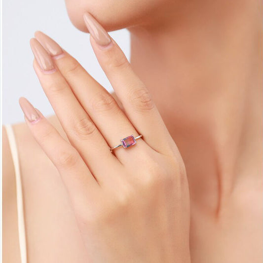 Rectangle Candy Tourmaline Ring - RawaJewels