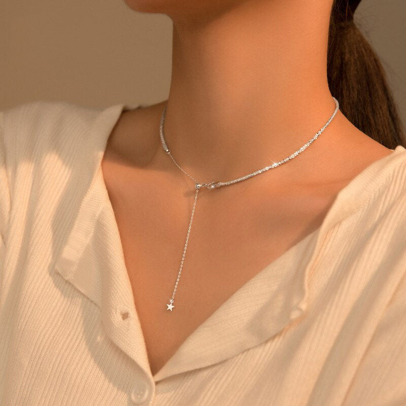 Shiny Silver Necklace - RawaJewels
