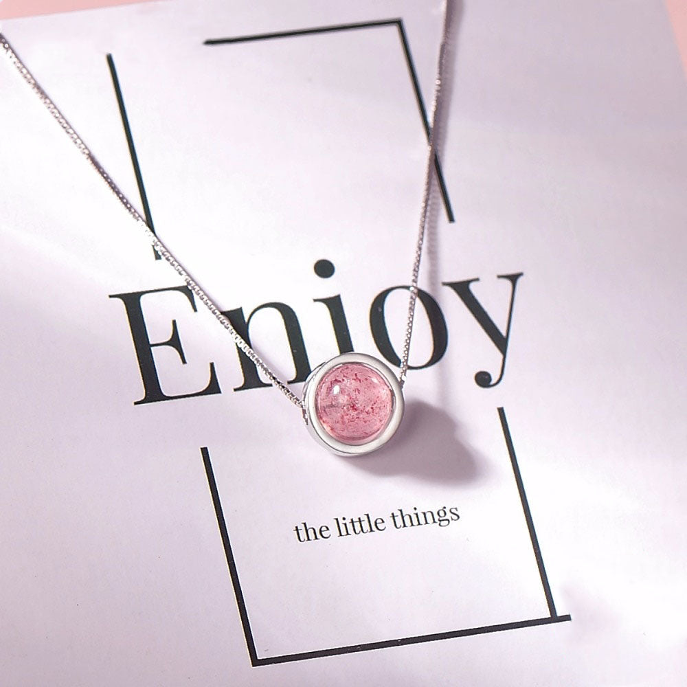 Natural Crystal Strawberry Necklace - RawaJewels