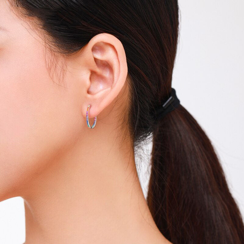 Rainbow Sparkling Hoop Earrings - RawaJewels