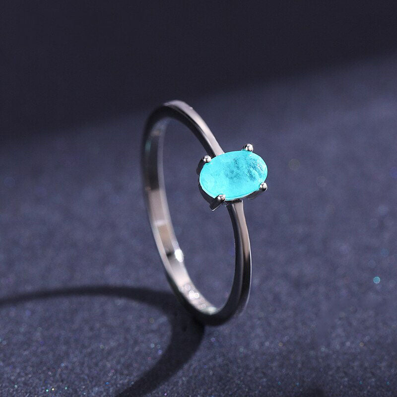Blue Oval Paraiba Tourmaline Ring - RawaJewels