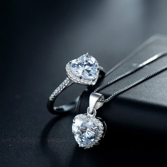 The Heart Ring & Necklace Jewelry Set - RawaJewels