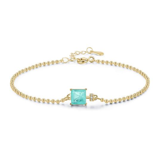Square Green Tourmaline Chain Bracelet - RawaJewels