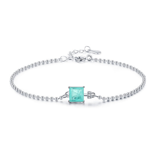 Square Green Tourmaline Chain Bracelet - RawaJewels