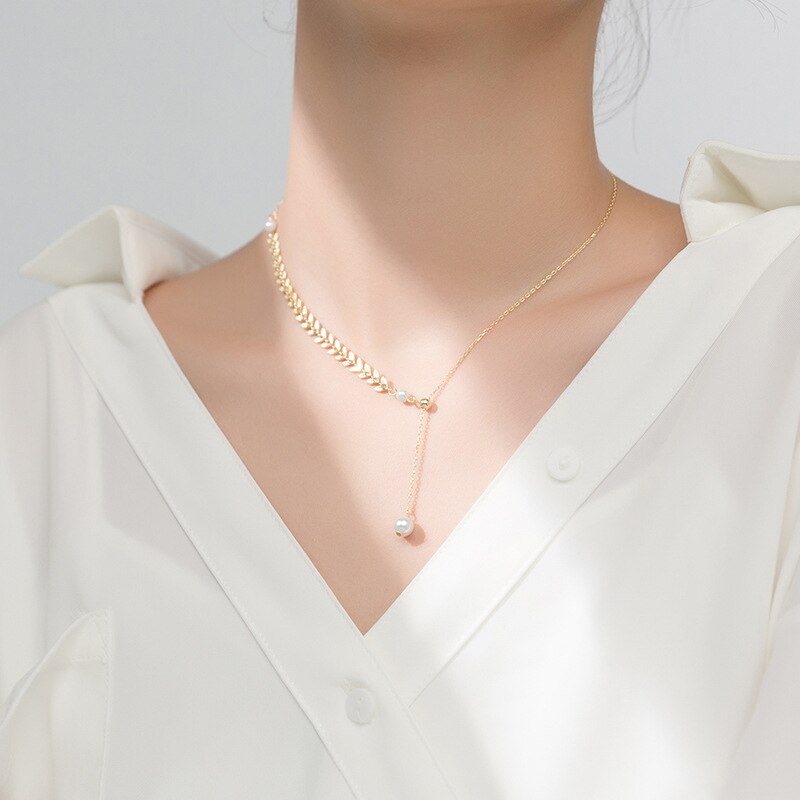 Leaf Pearl Necklace - RawaJewels