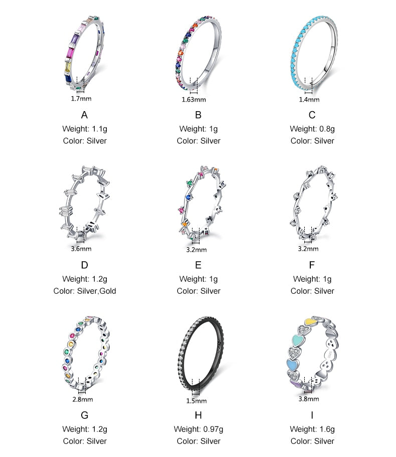12 Style Authentic Colorful Ring