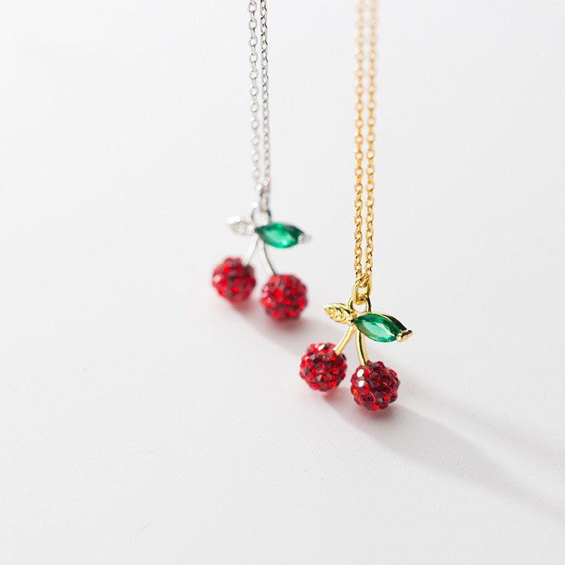 Red Crystal Cherry Necklace