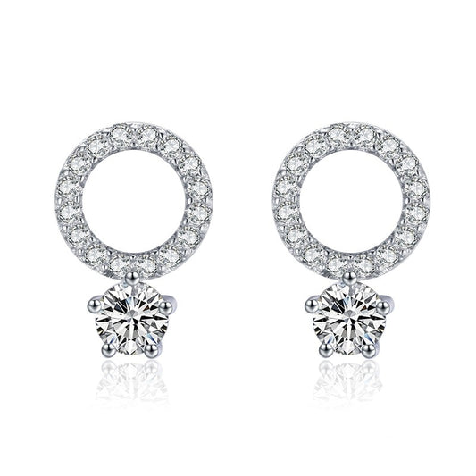 Sparkling Circle Stud Earrings - RawaJewels