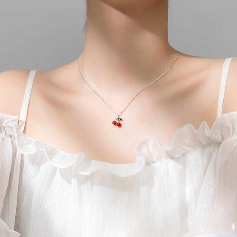 Red Crystal Cherry Necklace