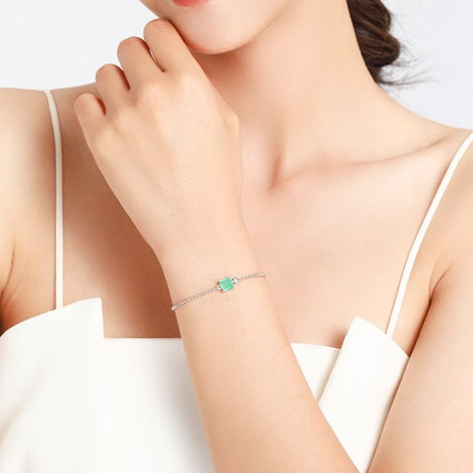 Square Green Tourmaline Chain Bracelet - RawaJewels