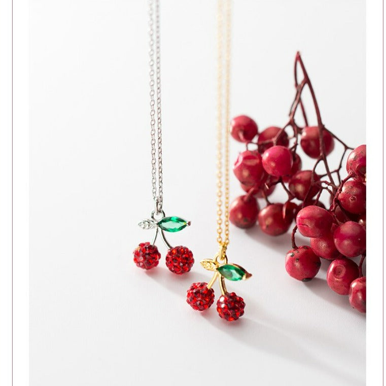Red Crystal Cherry Necklace