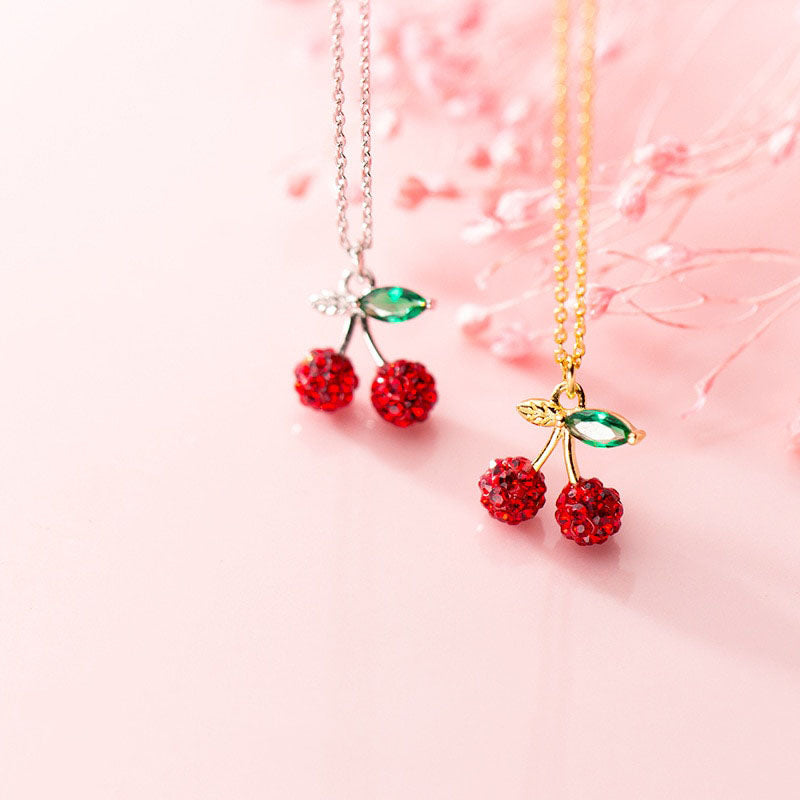 Red Crystal Cherry Necklace