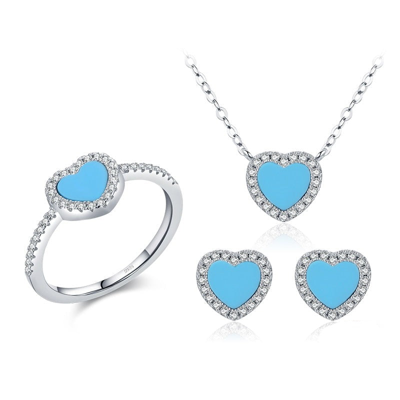 Turquoise Romantic Heart Set - RawaJewels