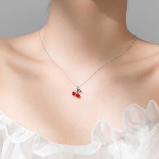 Red Crystal Cherry Necklace
