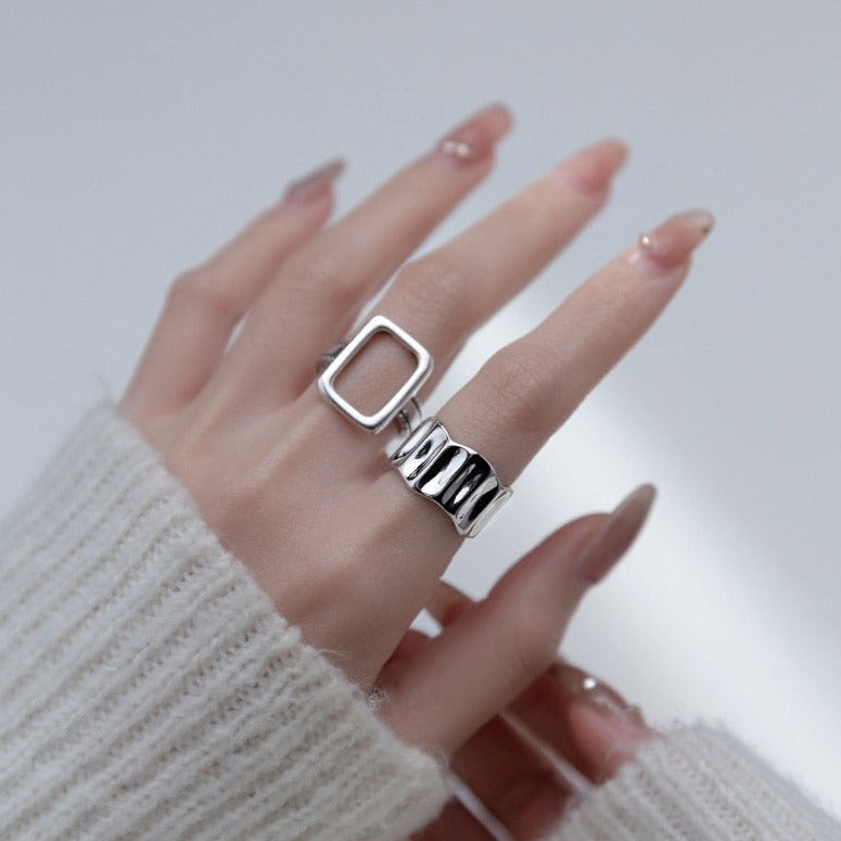 Empty Square Adjustable Ring - RawaJewels
