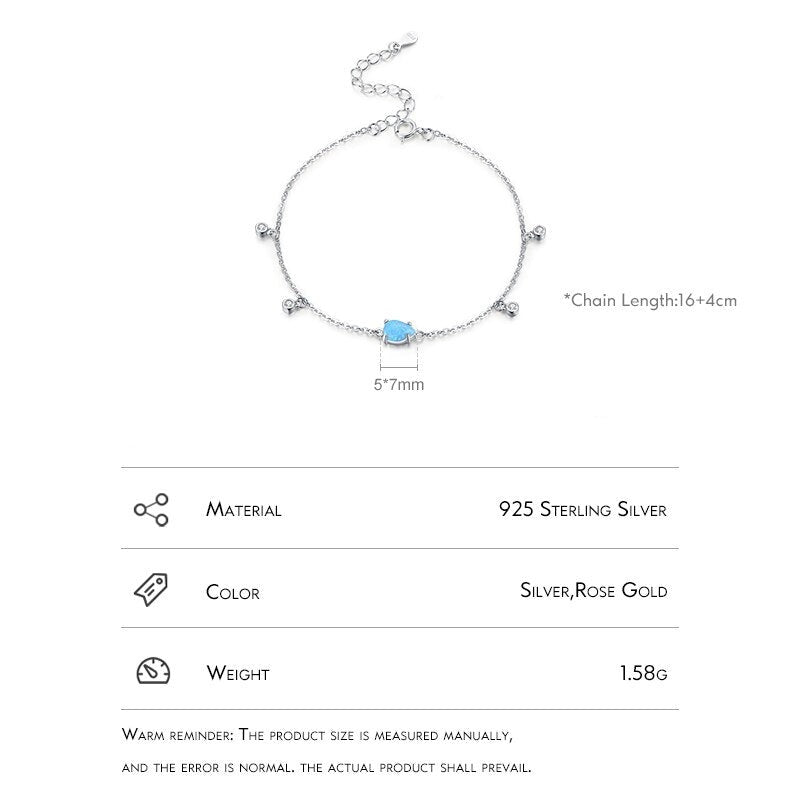 Blue Opal Link Chain Bracelet - RawaJewels