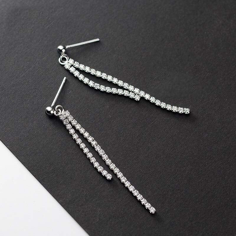 Silver Tassel Dangle Earrings