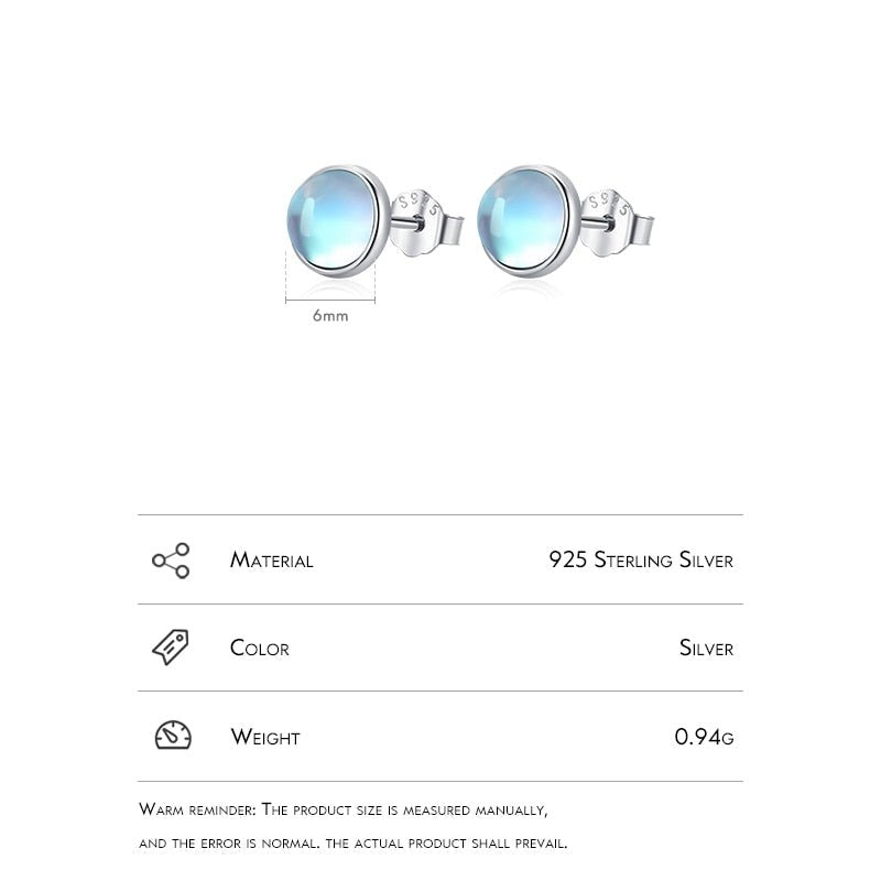 Round Moonstone Stud Earrings