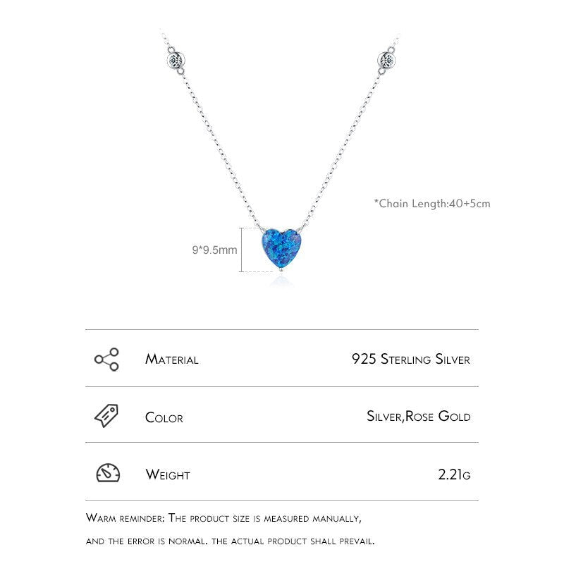 Blue Heart Opal Necklace - RawaJewels