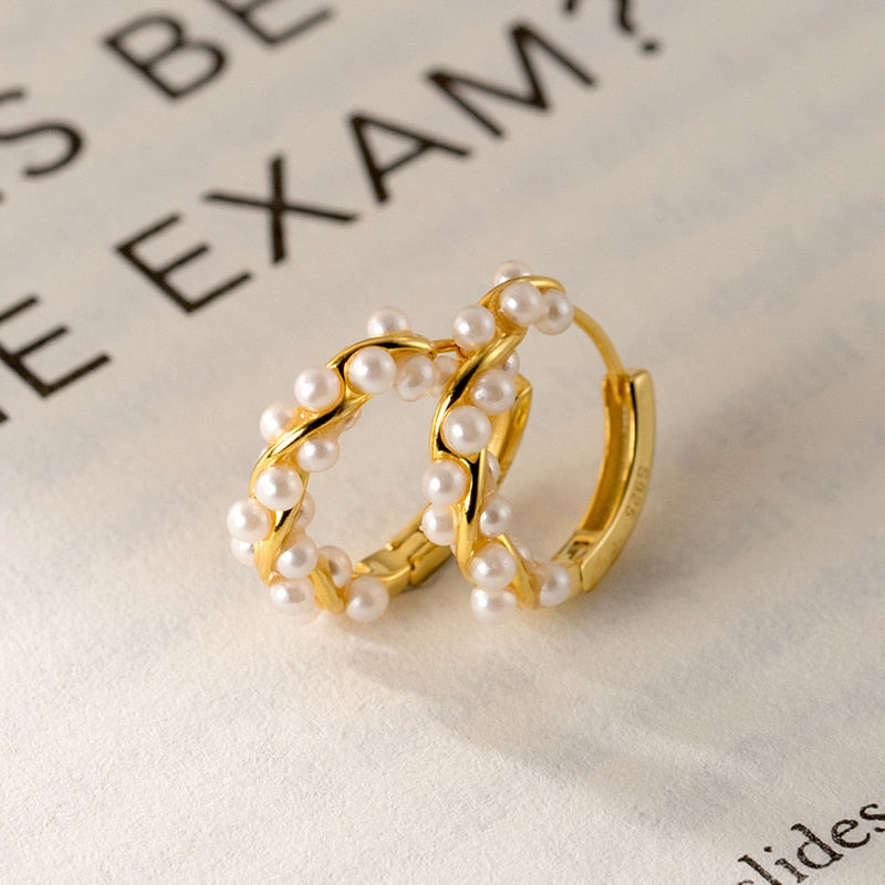 Twine Pearl Hoop Earrings