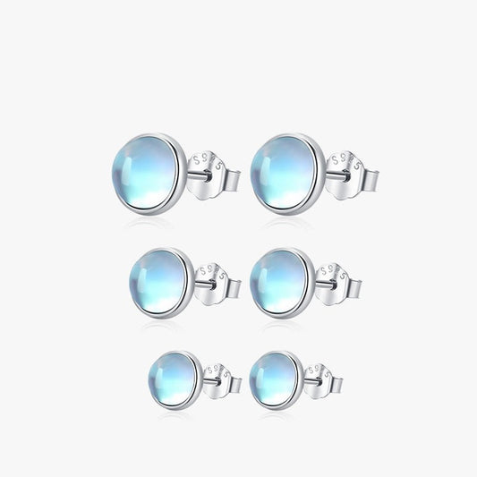 Round Moonstone Stud Earrings