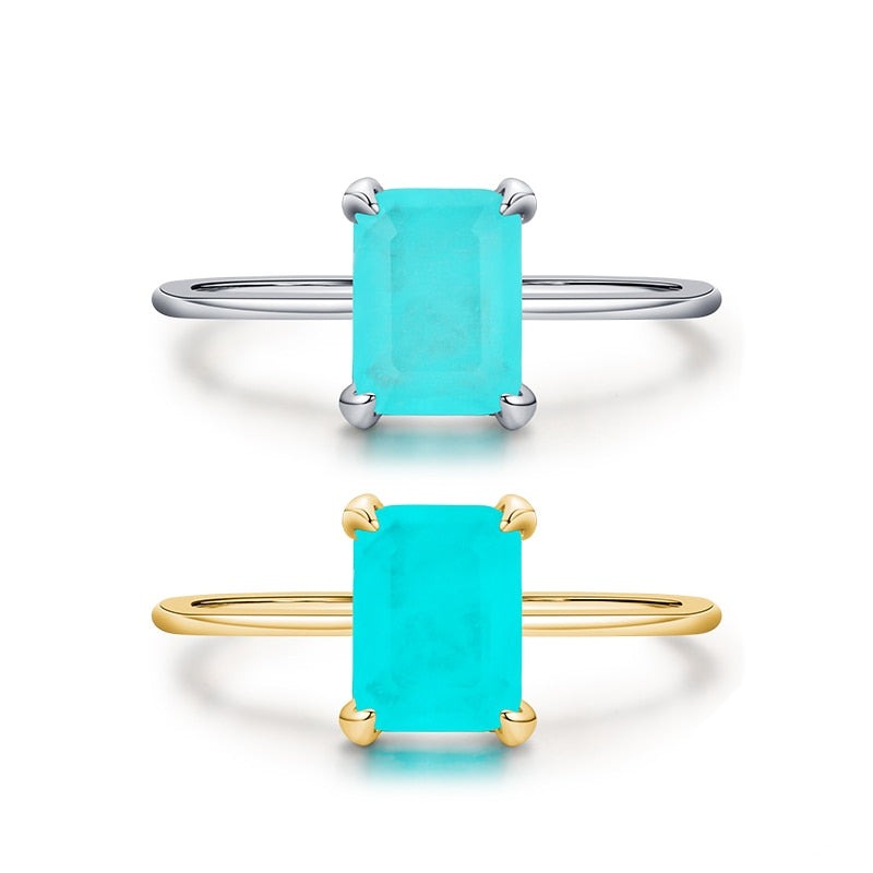 Classic Rectangle Tourmaline Paraiba Ring - RawaJewels