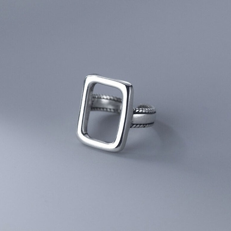 Empty Square Adjustable Ring - RawaJewels