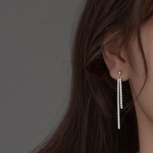 Silver Tassel Dangle Earrings