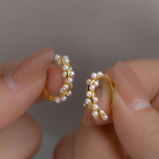 Twine Pearl Hoop Earrings