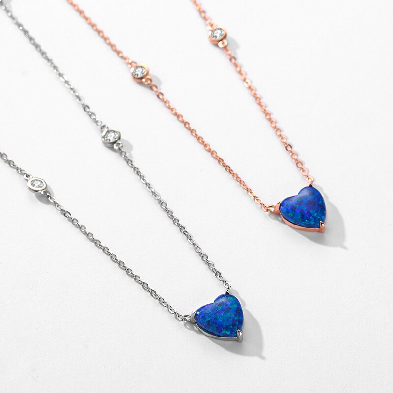 Blue Heart Opal Necklace - RawaJewels