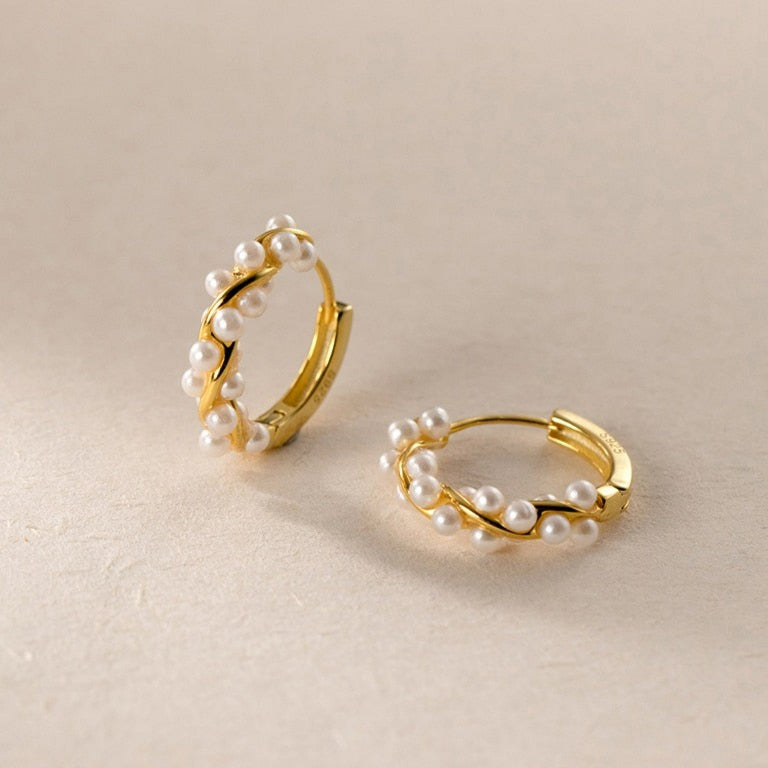 Twine Pearl Hoop Earrings
