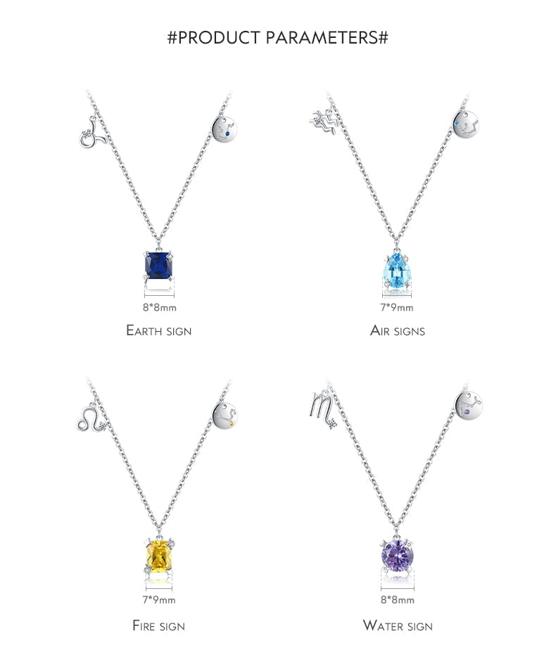 Twelve Constellation Necklaces with Stones - RawaJewels