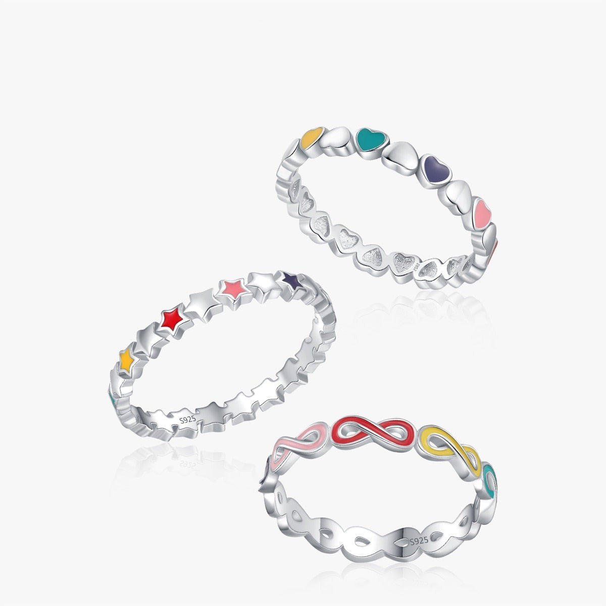 Heart Star Infinite Rainbow Rings