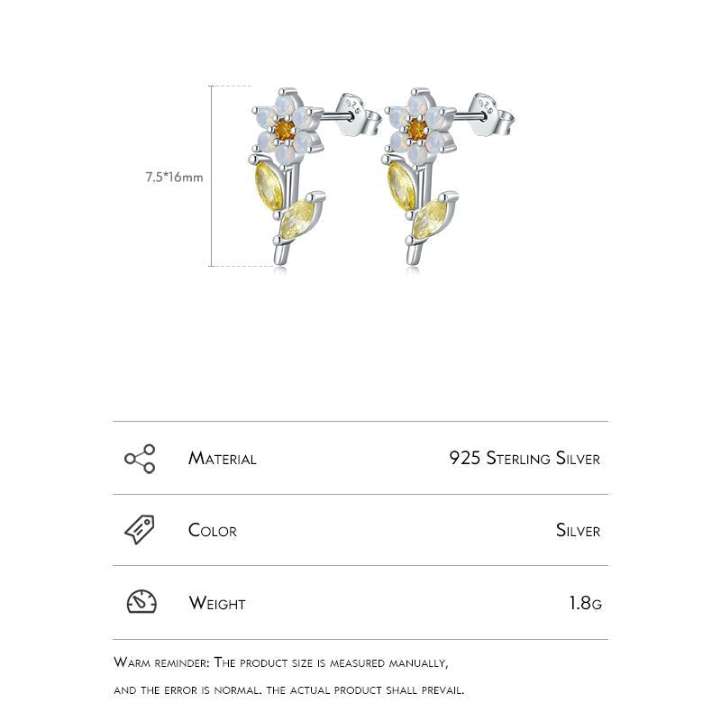 Simple Opal Flower Earrings - RawaJewels