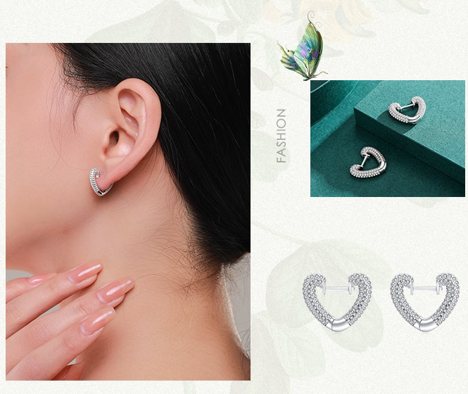 Silver Hearts Ear Buckles - RawaJewels
