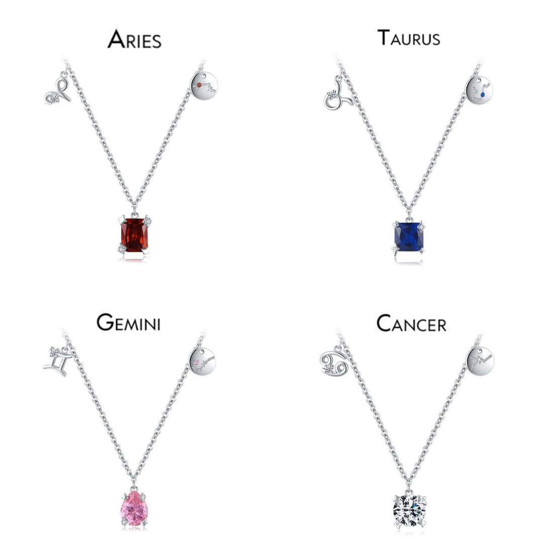 Twelve Constellation Necklaces with Stones - RawaJewels