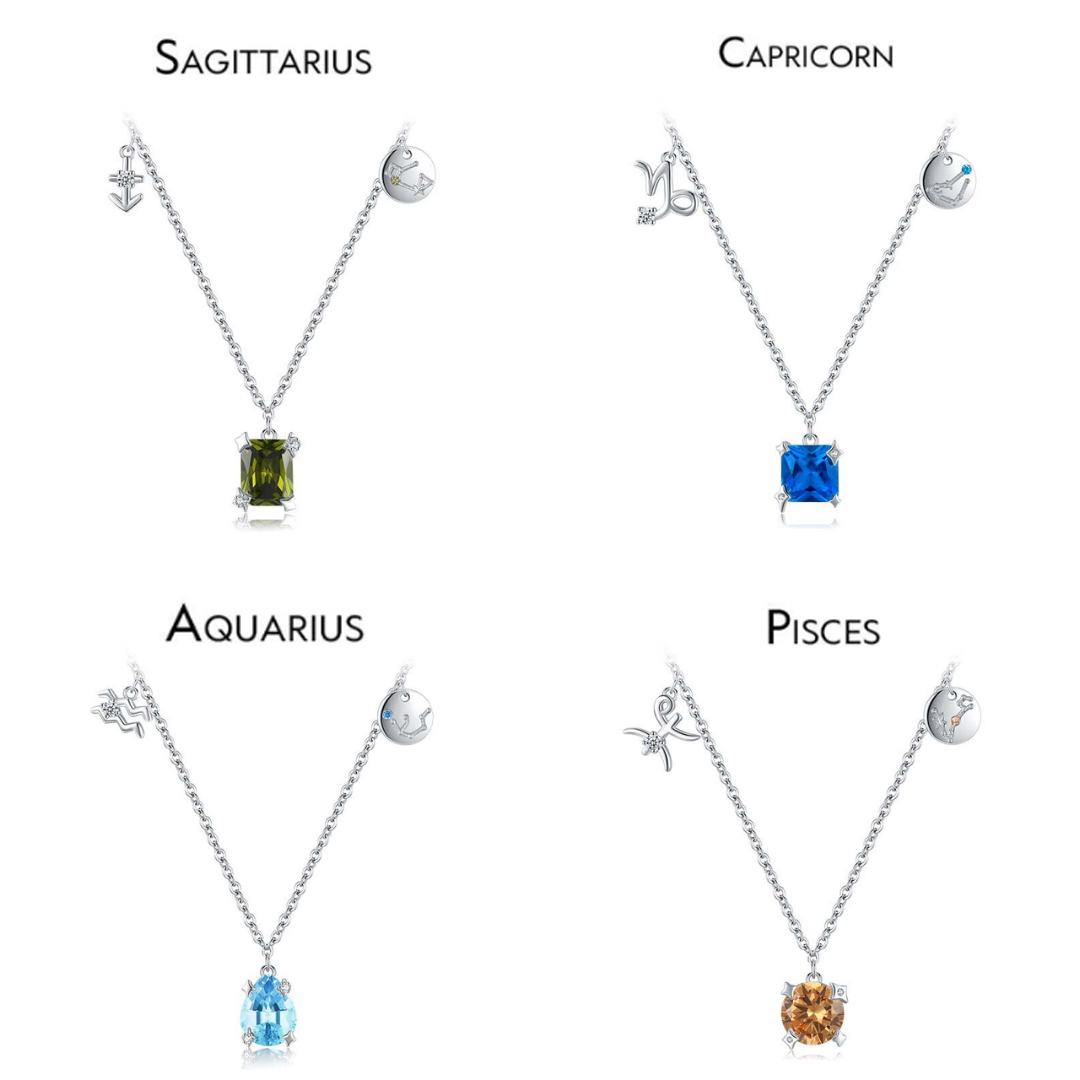 Twelve Constellation Necklaces with Stones - RawaJewels