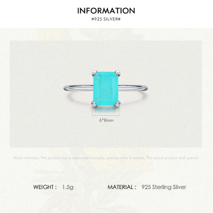 Classic Rectangle Tourmaline Paraiba Ring - RawaJewels