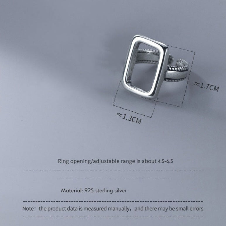 Empty Square Adjustable Ring - RawaJewels