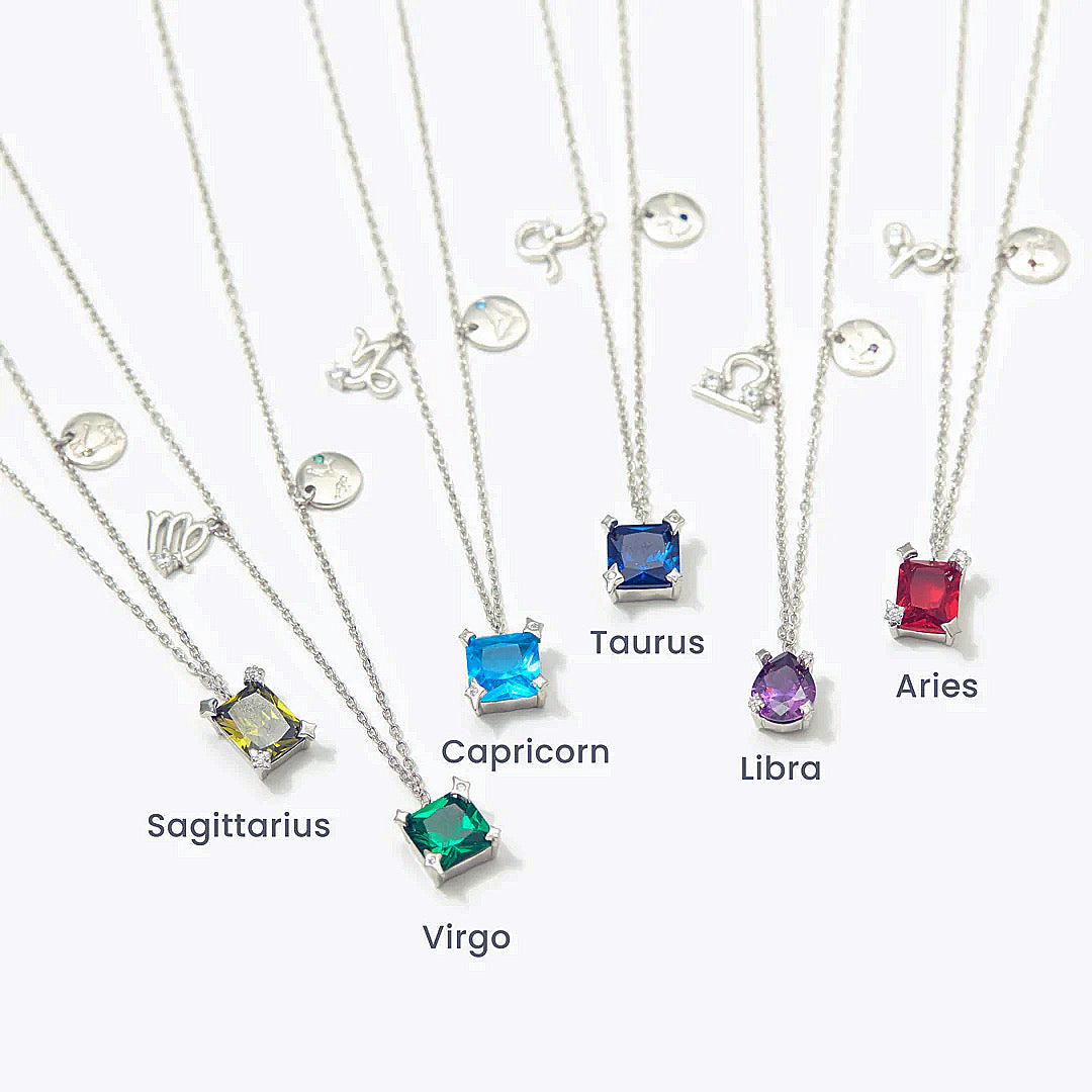 Twelve Constellation Necklaces with Stones - RawaJewels